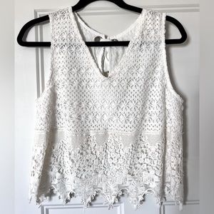 Lace Overlay, Tie Detail Tank Top